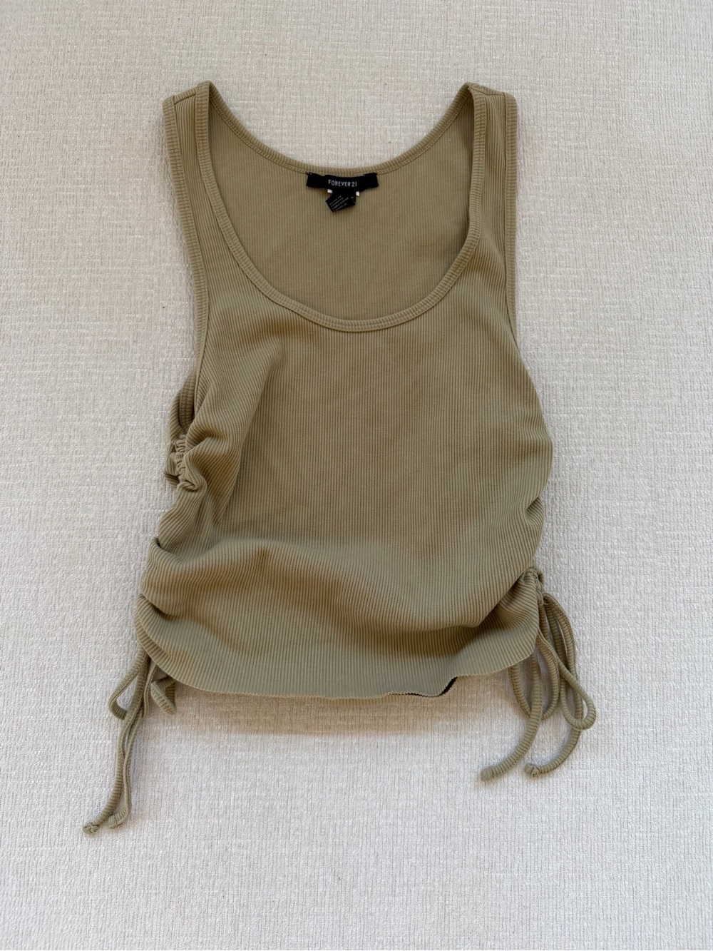 Forever 21 Olive Side-Ruched Ribbed Tank